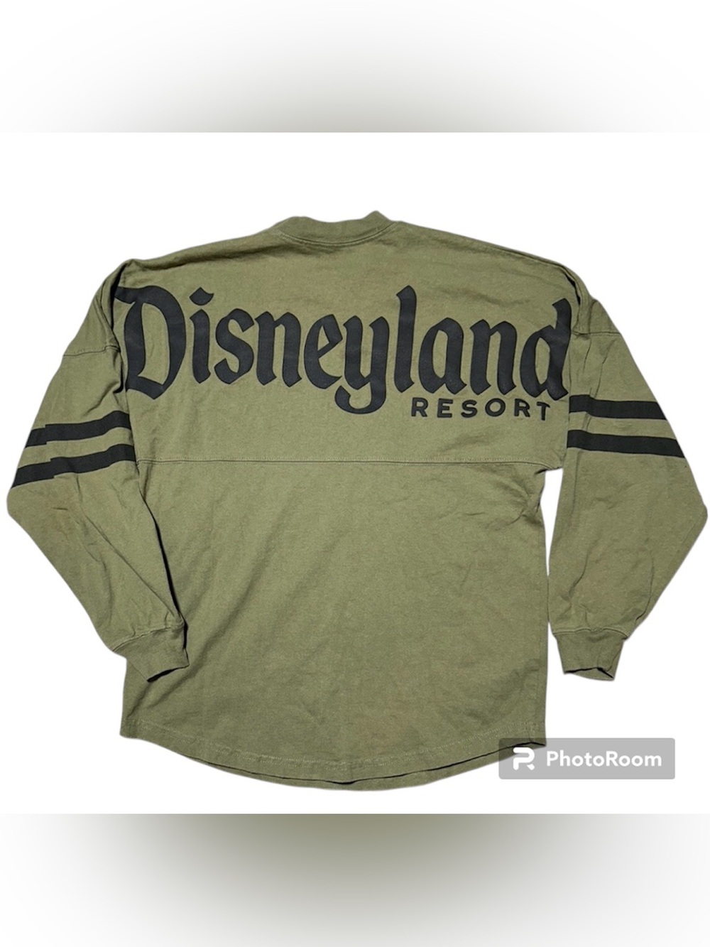 Disneyland Resort Spirit Jersey Size SM Olive Green Long Sleeve Puff Print Shirt
